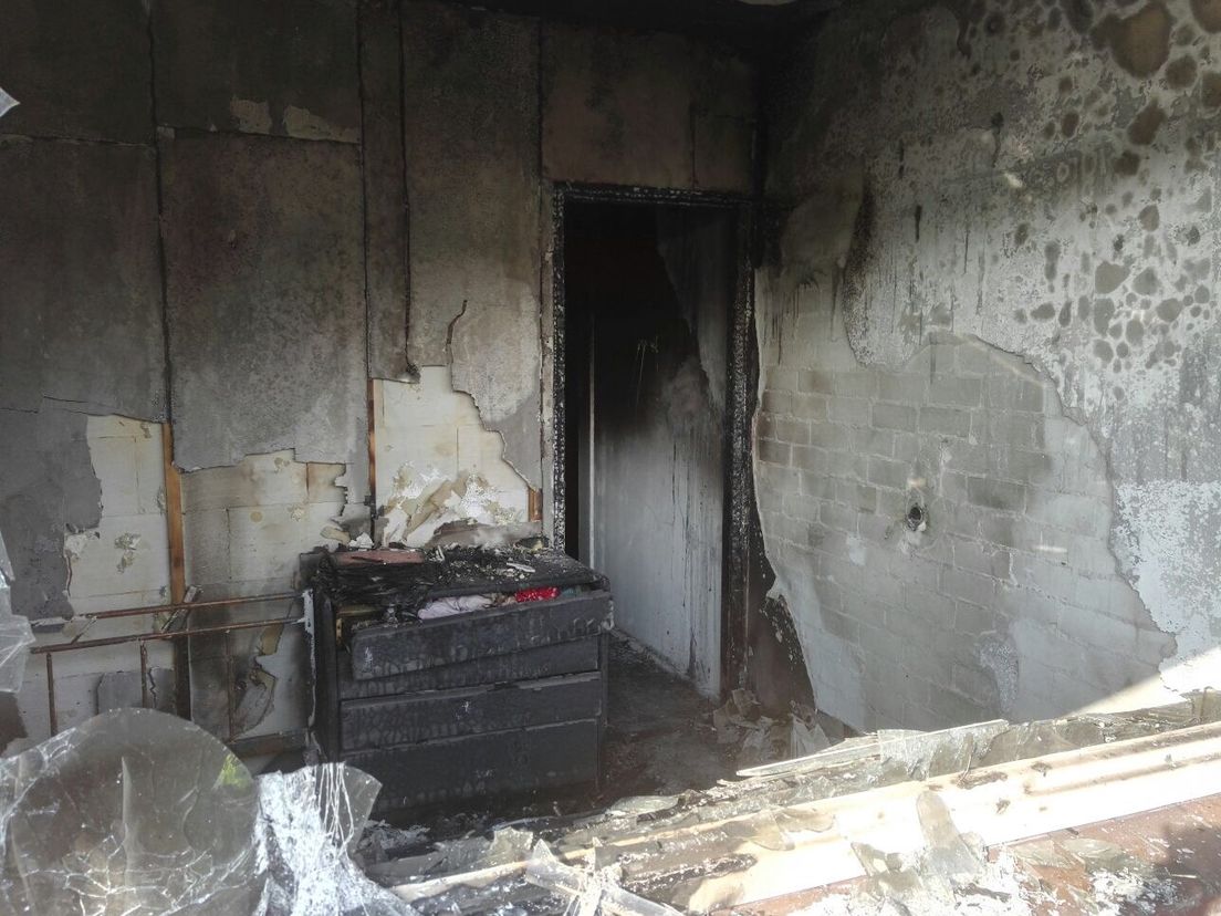 De woning is uitgebrand