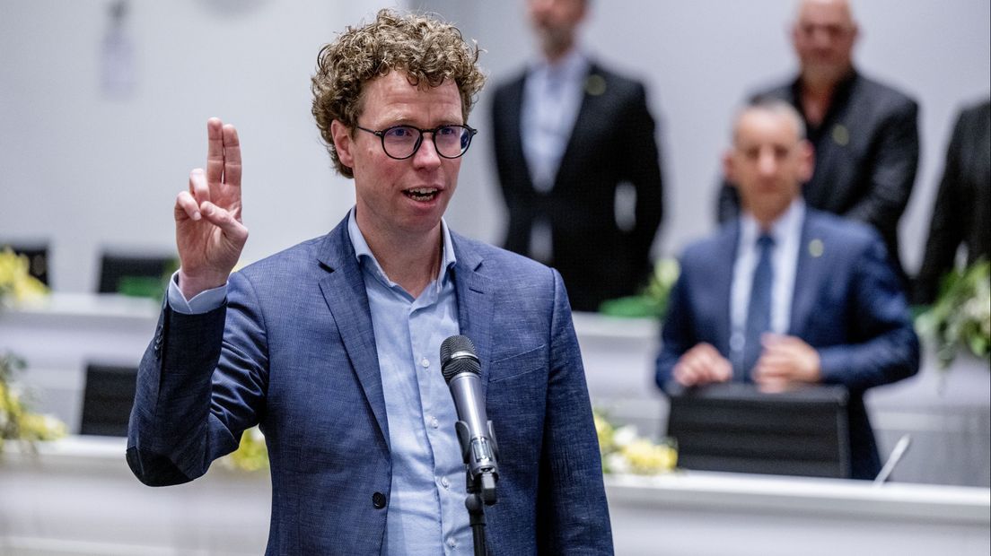 Martijn Balster tijdens de installatie na de gemeenteraadsverkiezingen in 2022