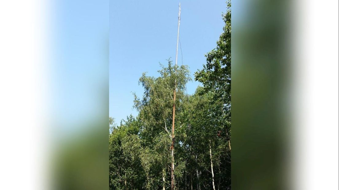 De mast met antenne in Fleringen