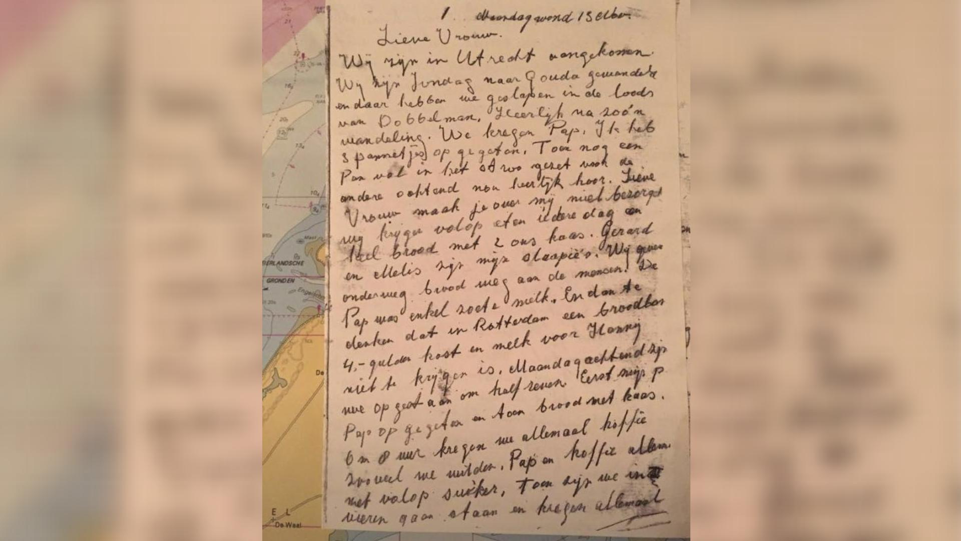 De optimistische en onbezorgde brief begint met 'Lieve vrouw'