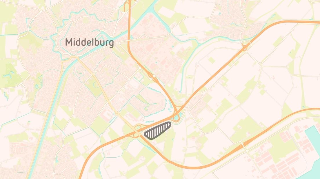 Hier is het bedrijventerrein gepland, tussen de A58 en de Trekdijk in Nieuw- en Sint Joosland