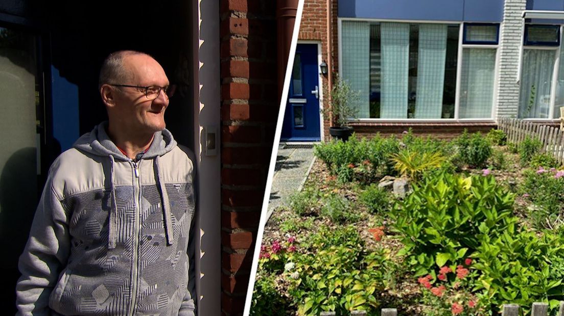 Karel is dolblij met zijn nieuwe voortuin