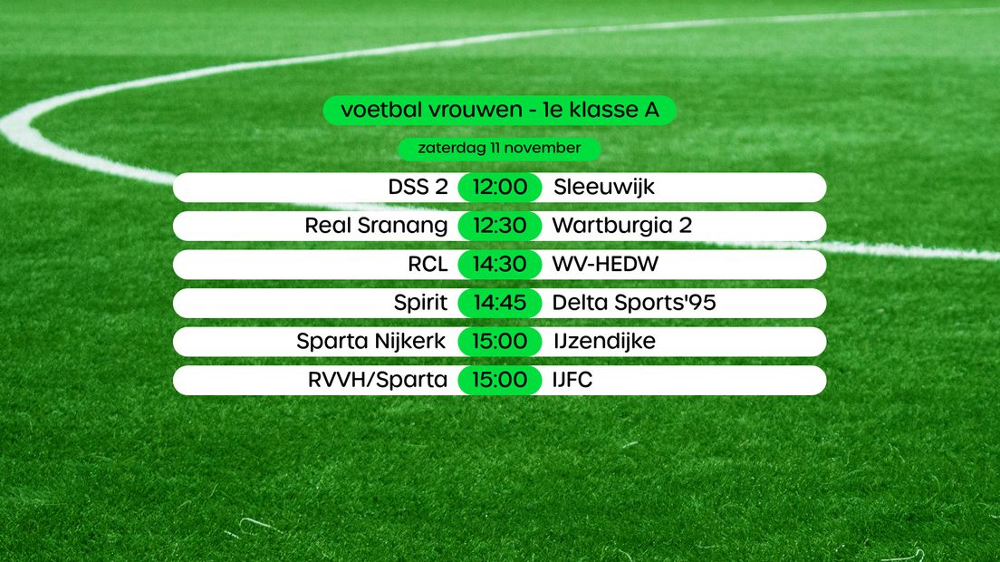 Programma 1e klasse A vrouwen, swipe voor stand