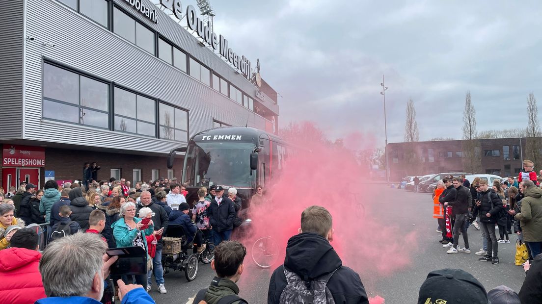 FC Emmen, Oude Meerdijk, spelersbus, promotie, fans, supporters