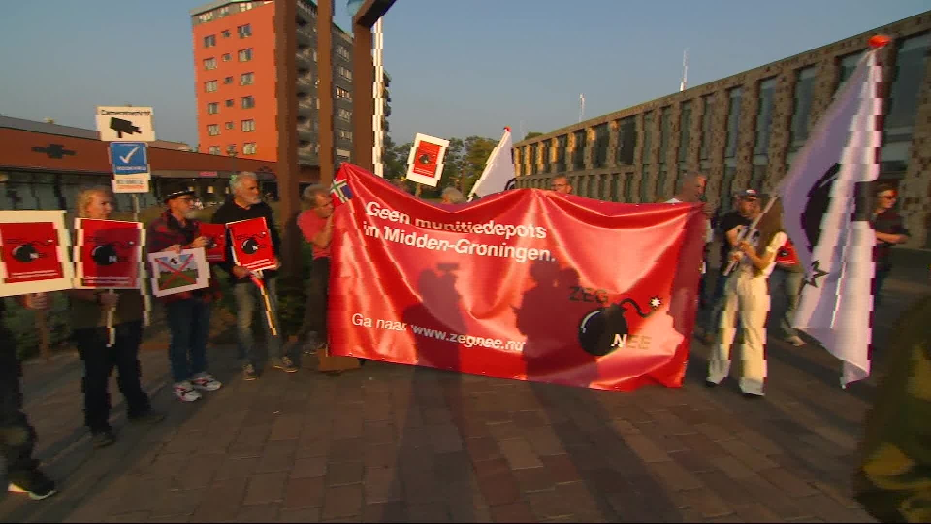 Een protest tegen de komst van een munitiedepot afgelopen donderdag in Hoogezand