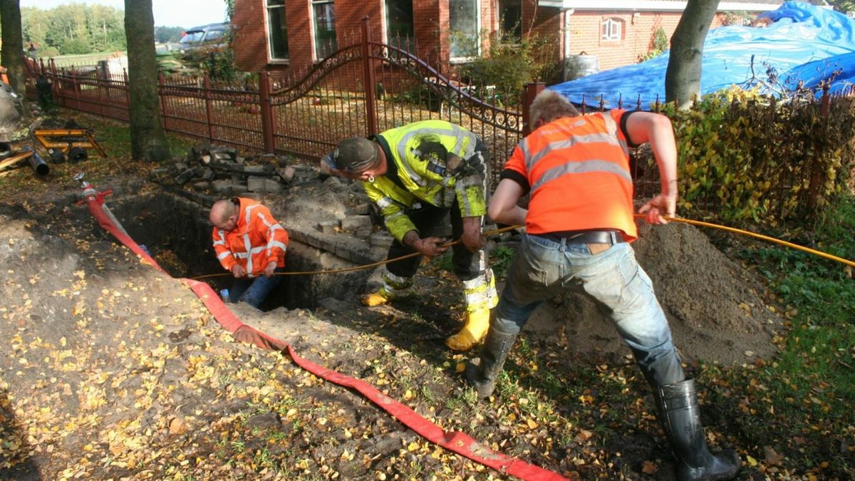Bijzondere nieuwe aanlegmethode waterleiding in Buinerveen