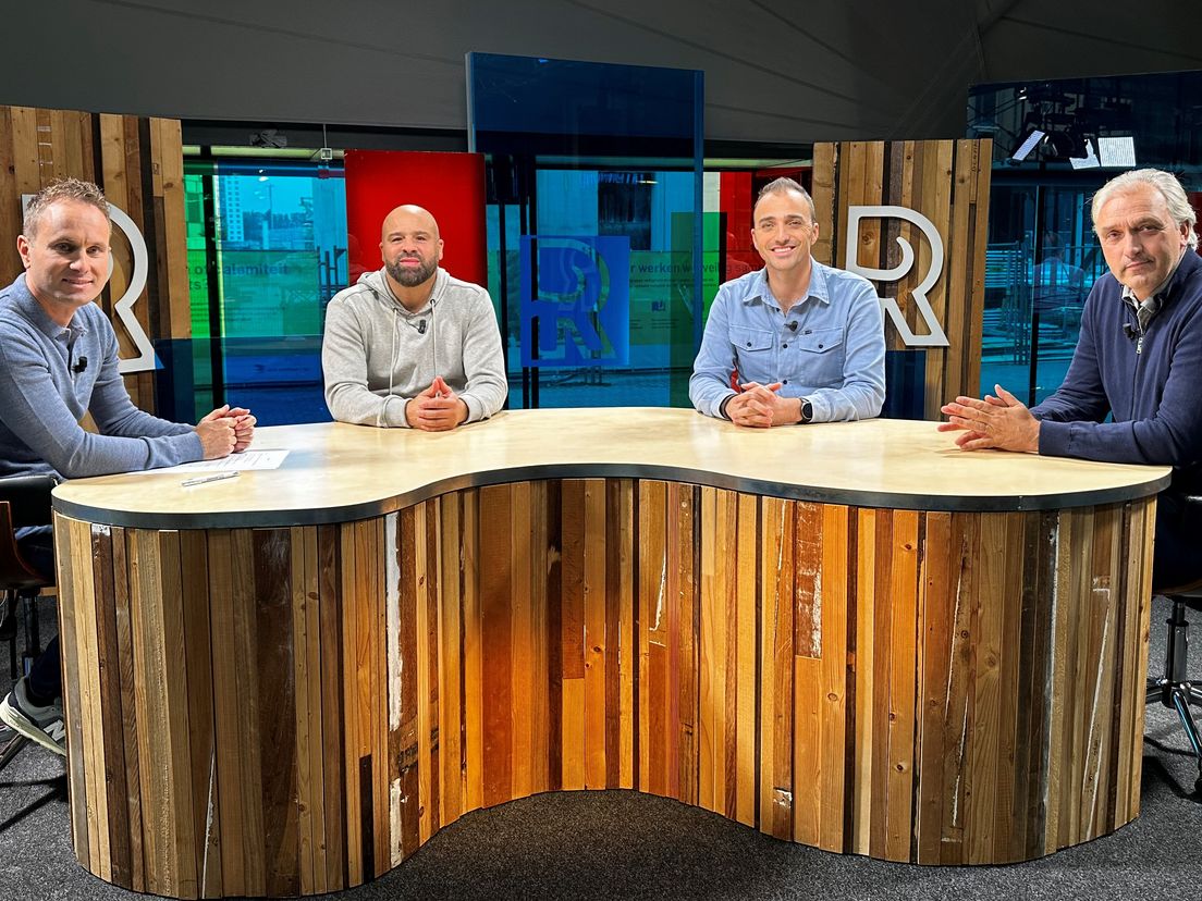 FC Rijnmond met van links naar rechts: Bart Nolles, Ali Boussaboun, Dennis Kranenburg en Robert Maaskant