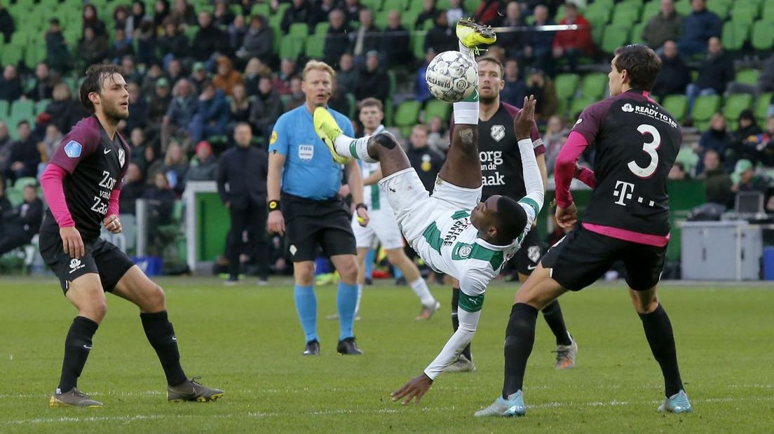Asoro met een spectaculaire actie tegen FC Utrecht tien dagen geleden