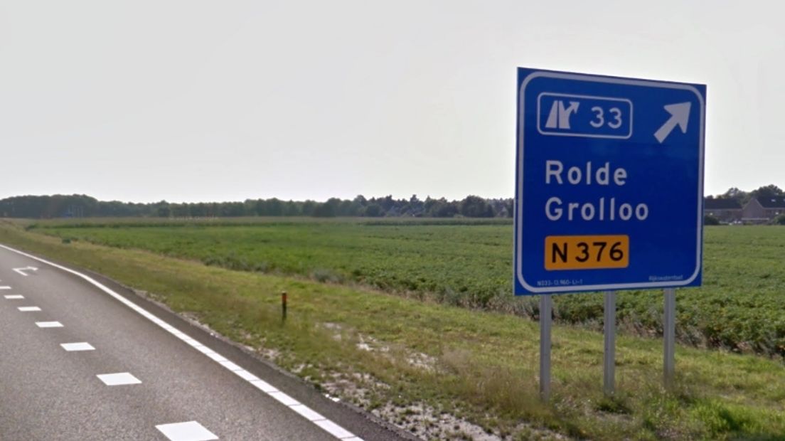 De man reed met 155 km/u over de N33 bij Rolde (Rechten: Google Streetview)