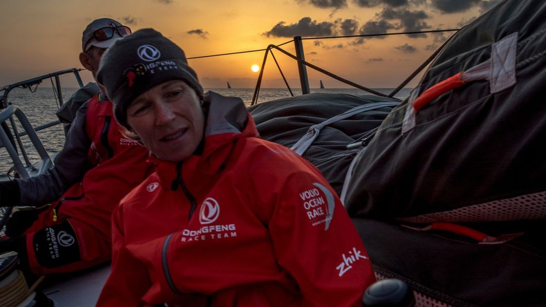 Carolijn Brouwer tijdens de Volvo Ocean Race.