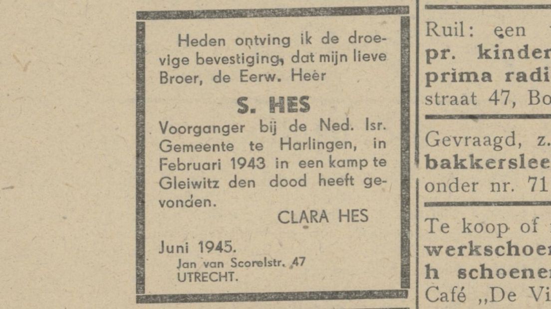 Hes syn suster krige twa jier letter te hearren dat har broer ferstoarn wie