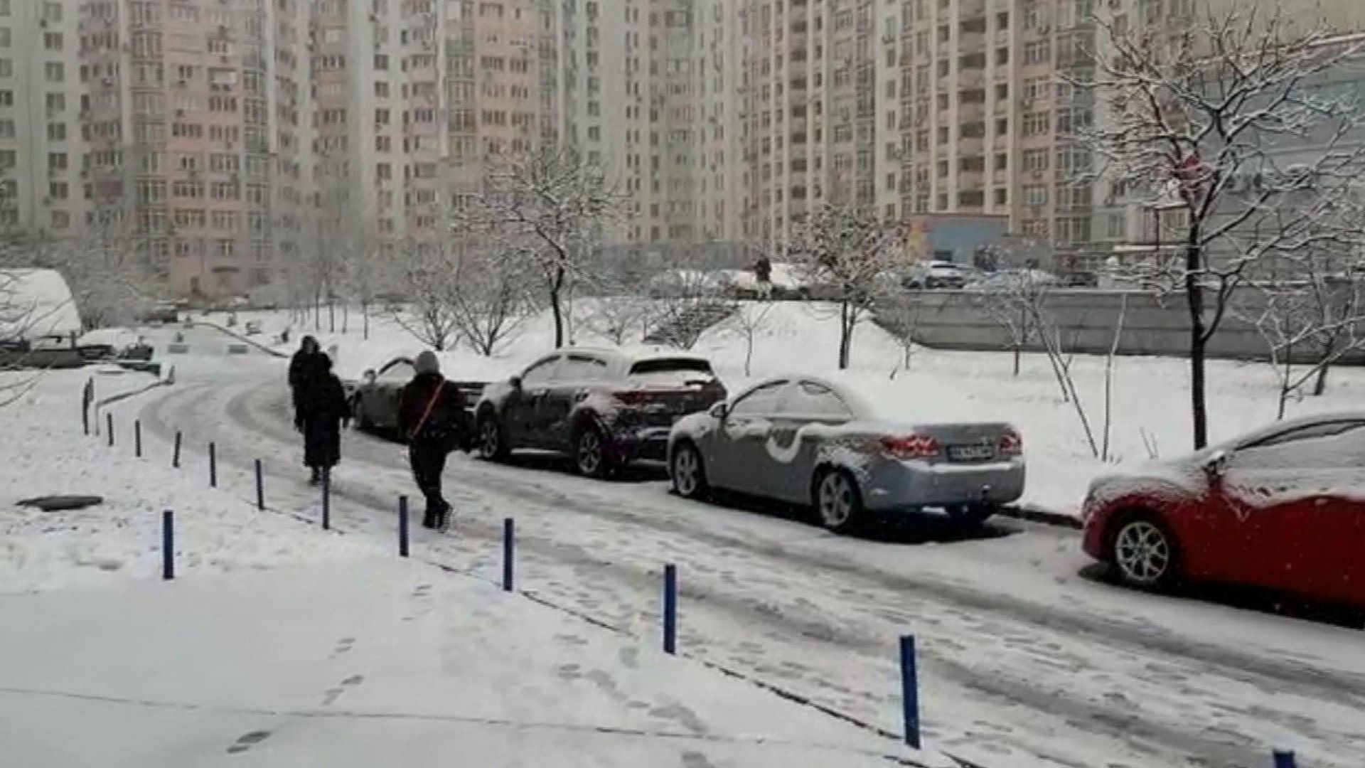 In de sneeuw
