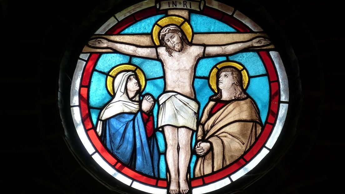 Afbeelding Jezus in glas in lood van kerk