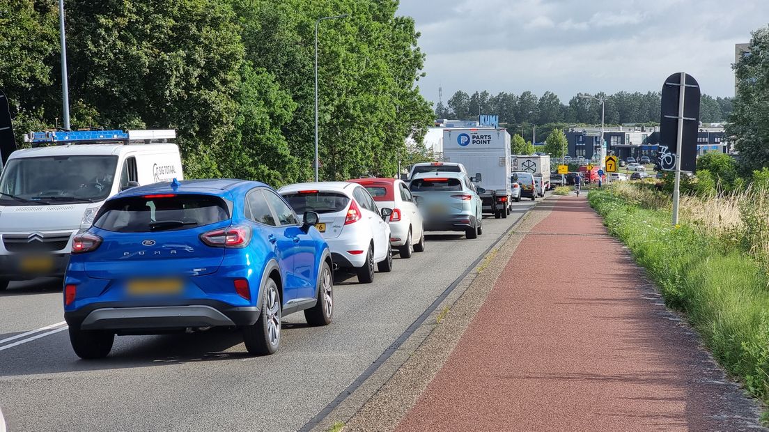 File op de Bornholmstraat in Groningen