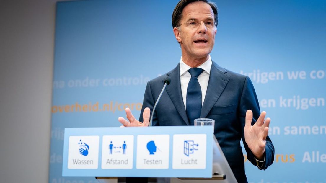 Mark Rutte tijdens een eerdere persconferentie.