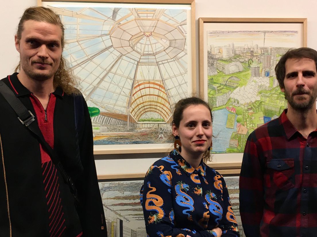 Tentoonstelling ‘Getekend: Rotterdam!’ geopend (van links naar rechts: Kay Hessels, Cox Janssens en Isra Páez)