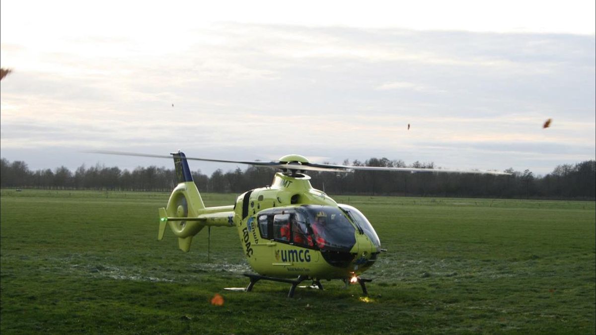 Traumaheli vanuit Hengelose wijk Hasseler Es met laser beschenen