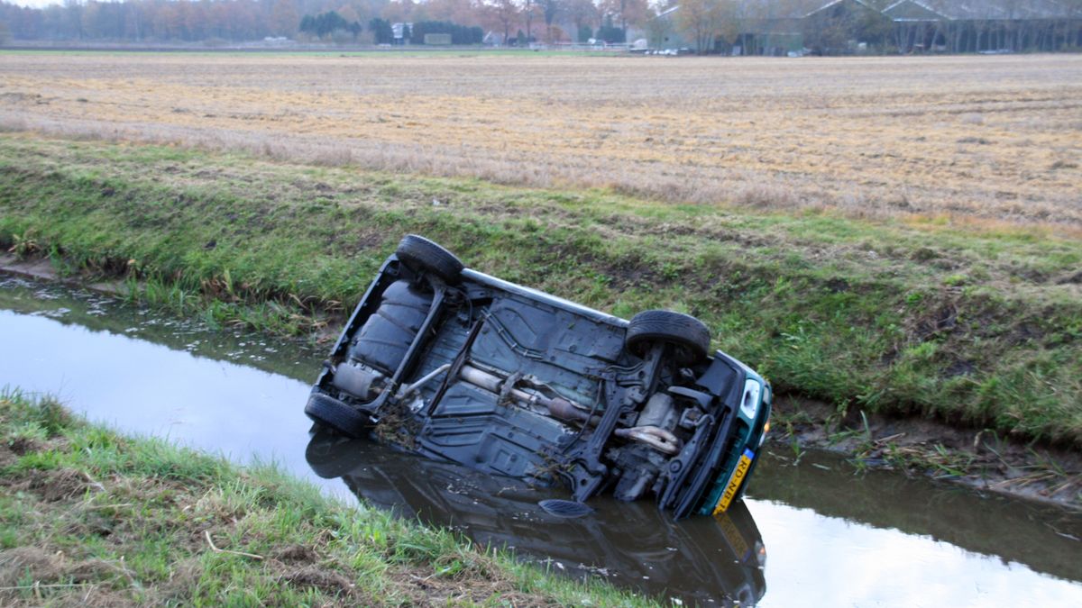 Auto in de sloot