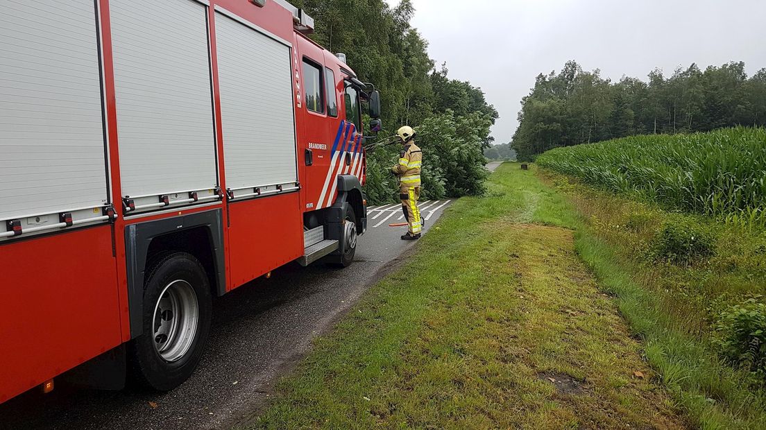 Boom valt dwars over de weg