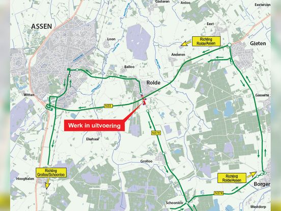 N376 tussen Rolde en Nooitgedacht afgesloten