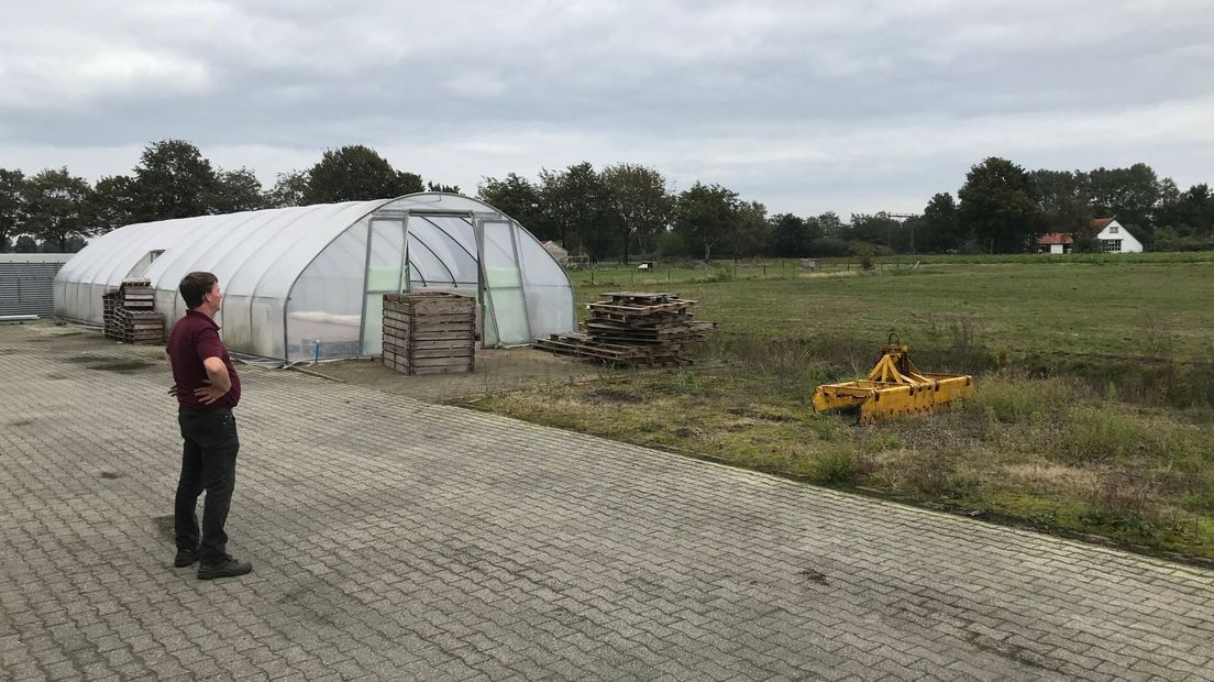 Ernst Rudolphus hoopt achter het tuincentrum bij Beilen snel een nieuwe kas te kunnen bouwen (Rechten: RTV Drenthe / Margriet Benak)