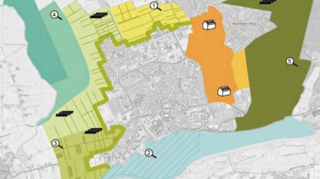 vergrootglas is een locatie windmolens. zwart icoon locatie zonneveld.
