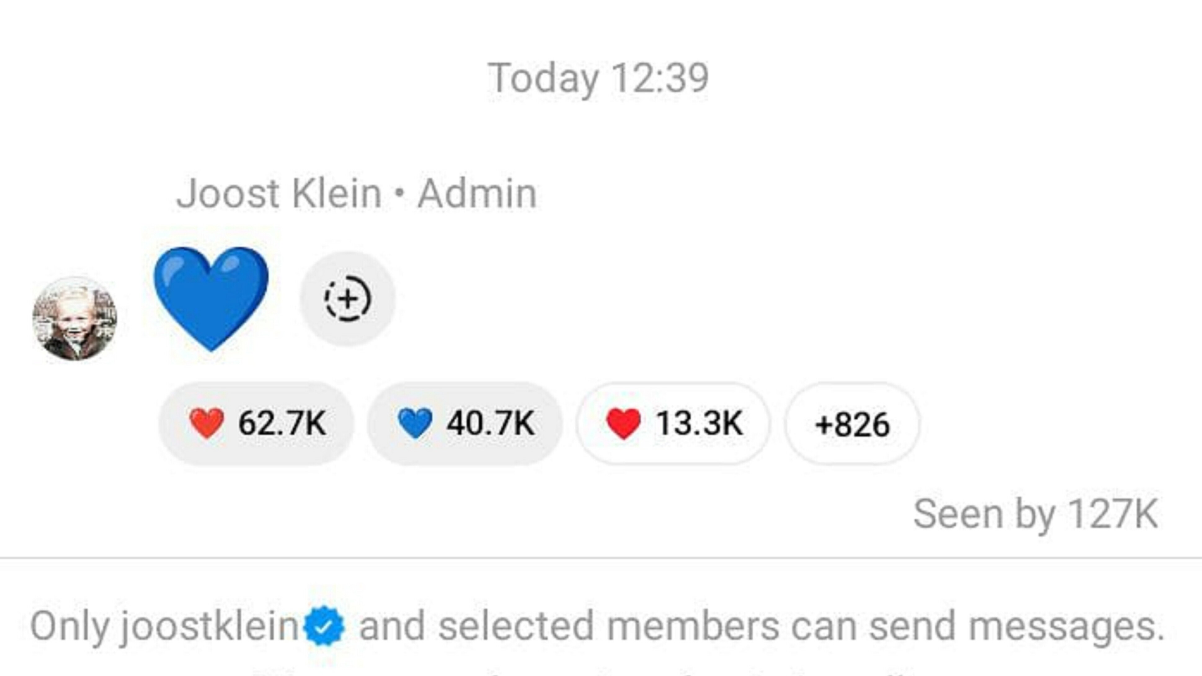 Ek de folgers fan Joost op Instagram krigen in blau hertsje
