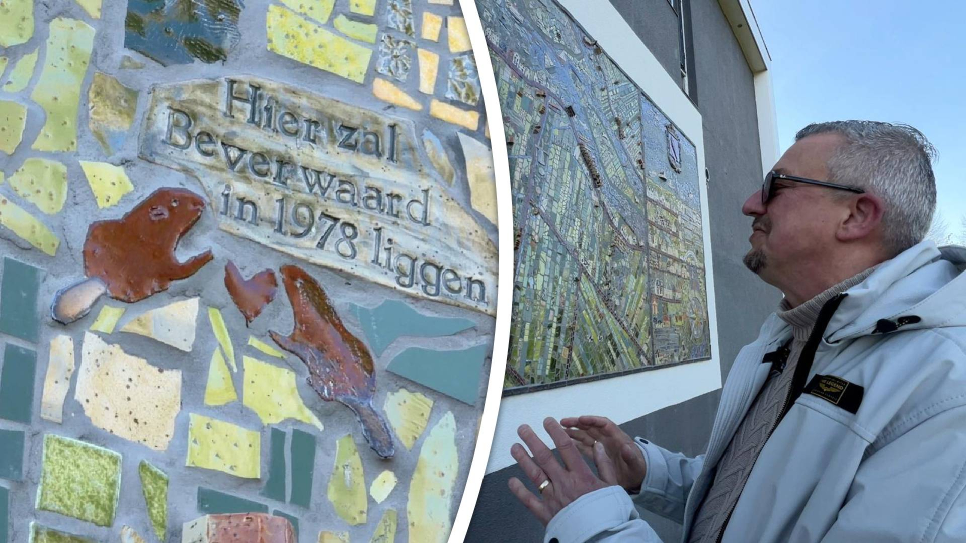 Op de keramieken kaart staan zowel oude als nieuwe gebouwen.