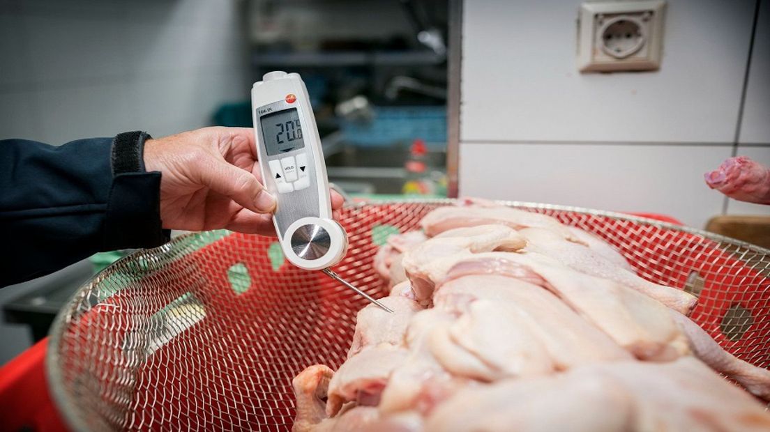 Een horecagelegenheid bewaarde kip buiten de koelkast