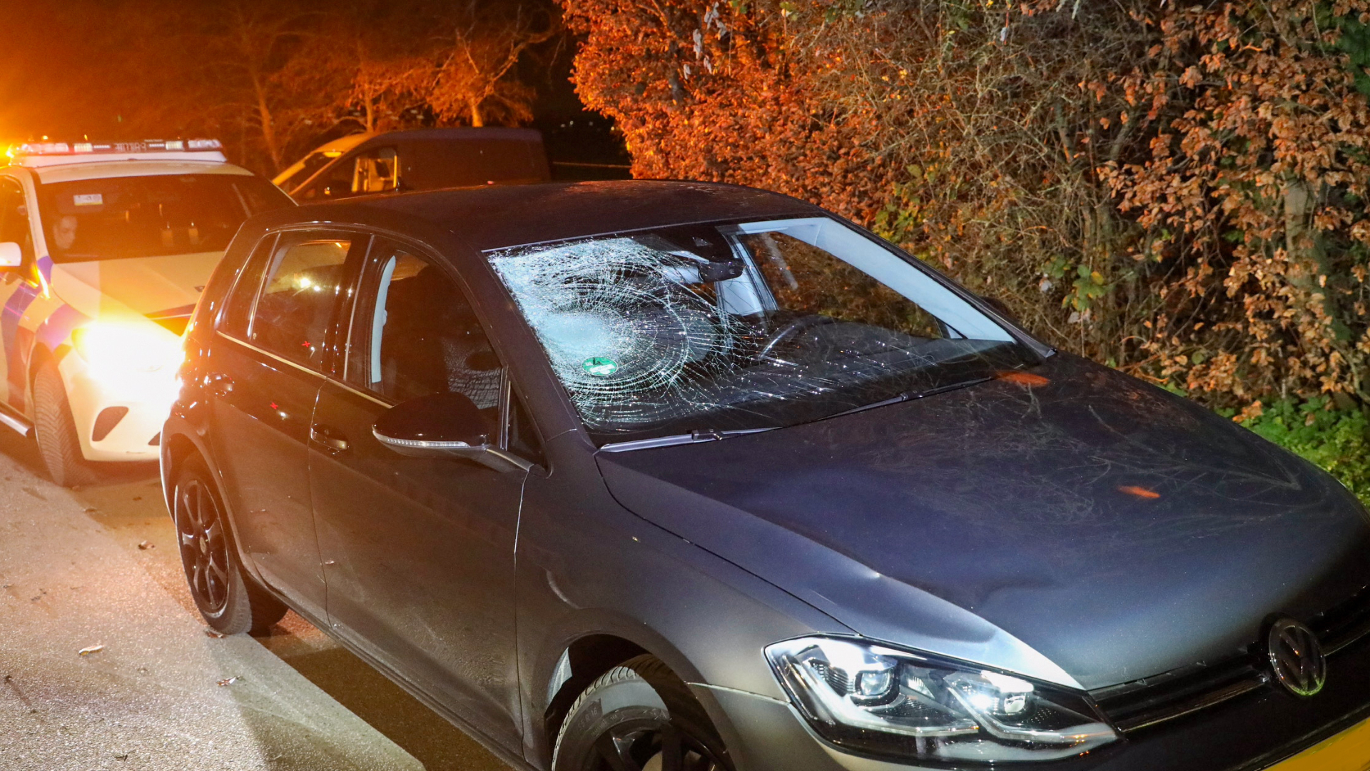 De aangetroffen beschadigde auto