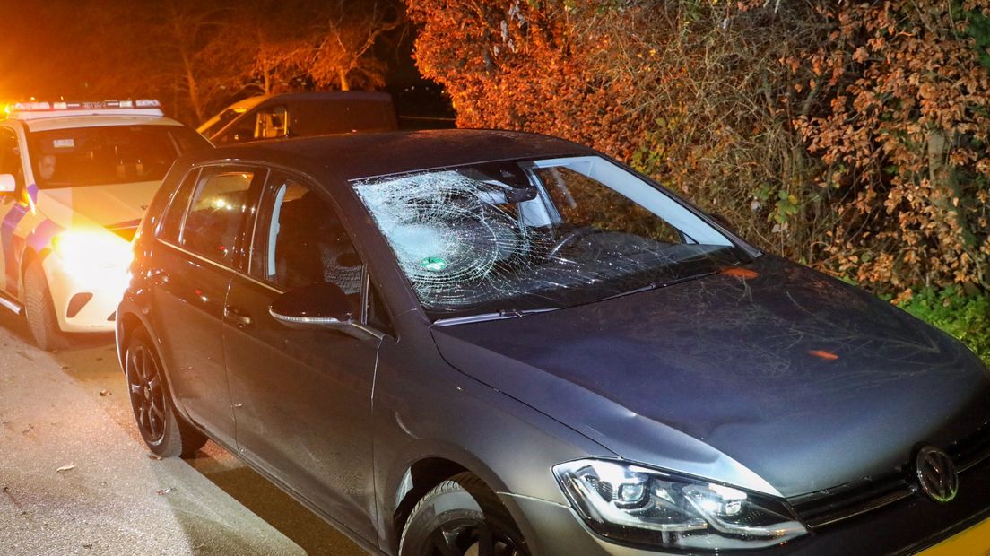 De aangetroffen beschadigde auto