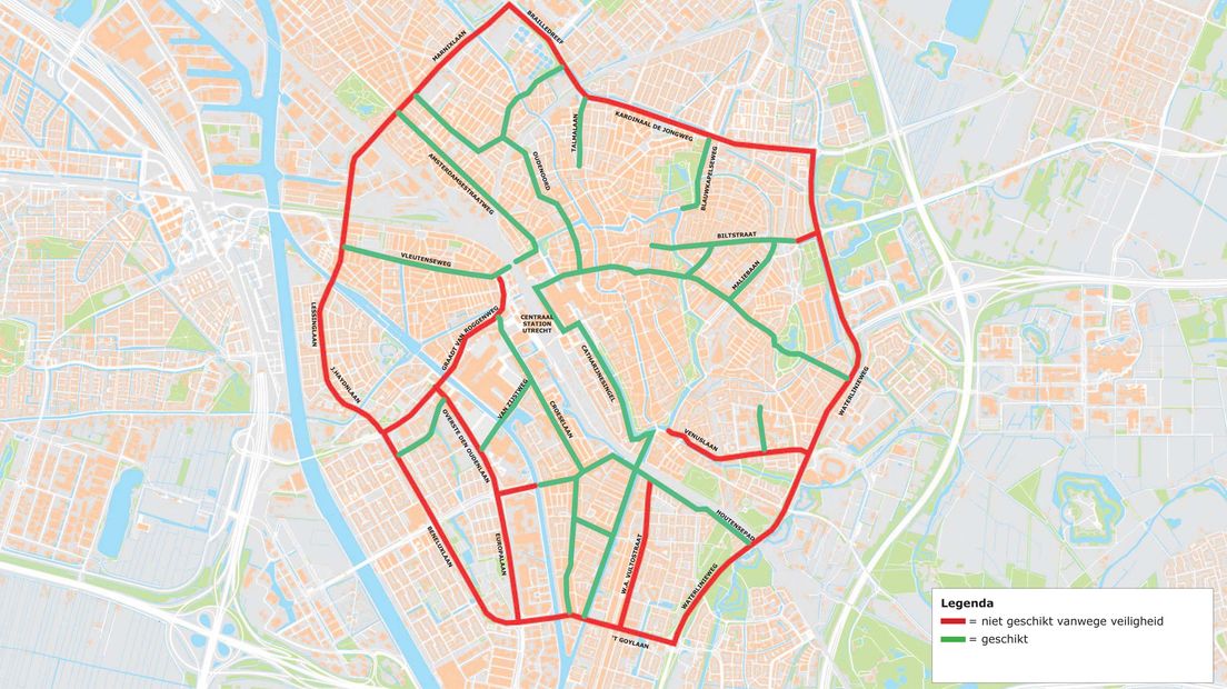 Mogelijke wegen waar snorfietsers op de rijweg moeten