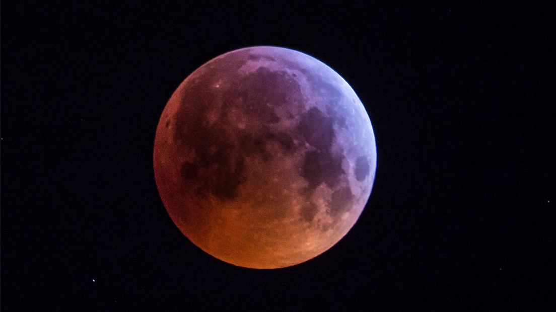 Eindelijk viel het muntje voor Volkssterrenwacht Bussloo de goede kant op. Was een paar weken een meteorietenzwerm niet of nauwelijks te zien vanwege bewolking, zo anders was dat maandagmorgen met een bloedmaan aan de hemel. De sterrenwacht in Bussloo was daarom ook al om vier uur 's nachts open.