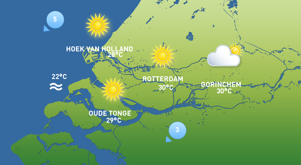 Het weer van dinsdag 14 juli.