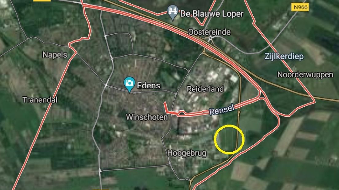 De locatie van het toekomstige datacenter op de kaart