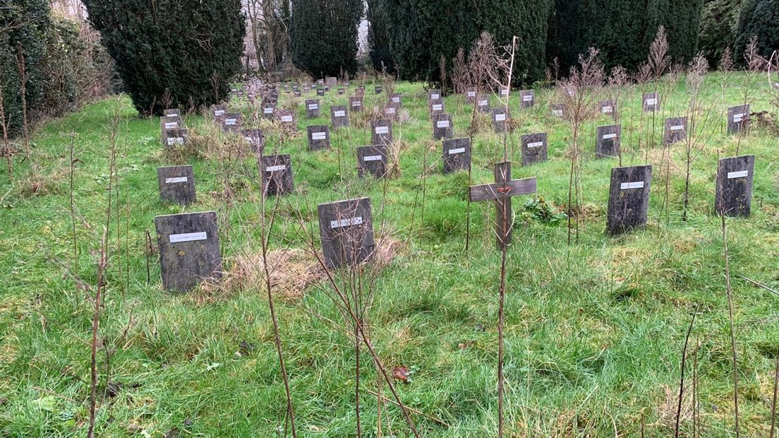 De graven van bewoners op begraafplaats Sint Bavo