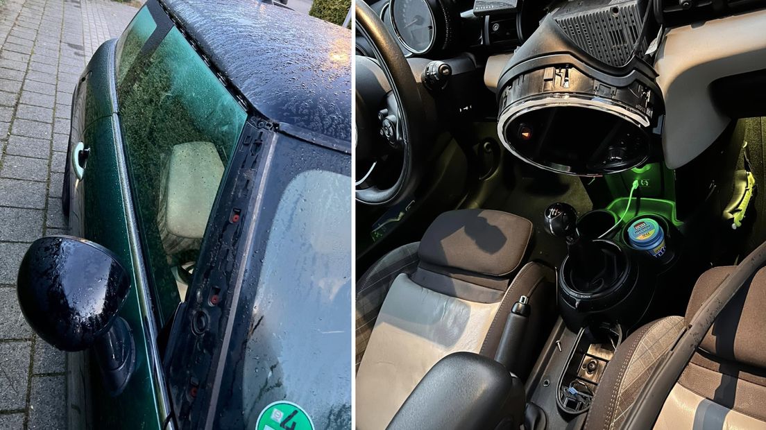 De auto van Elisa Langenberg is flink beschadigd