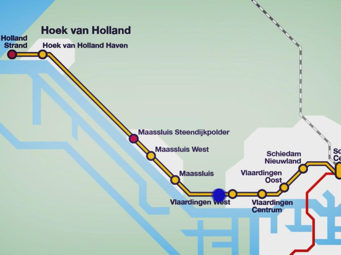 Het tracé van de Hoekse Lijn