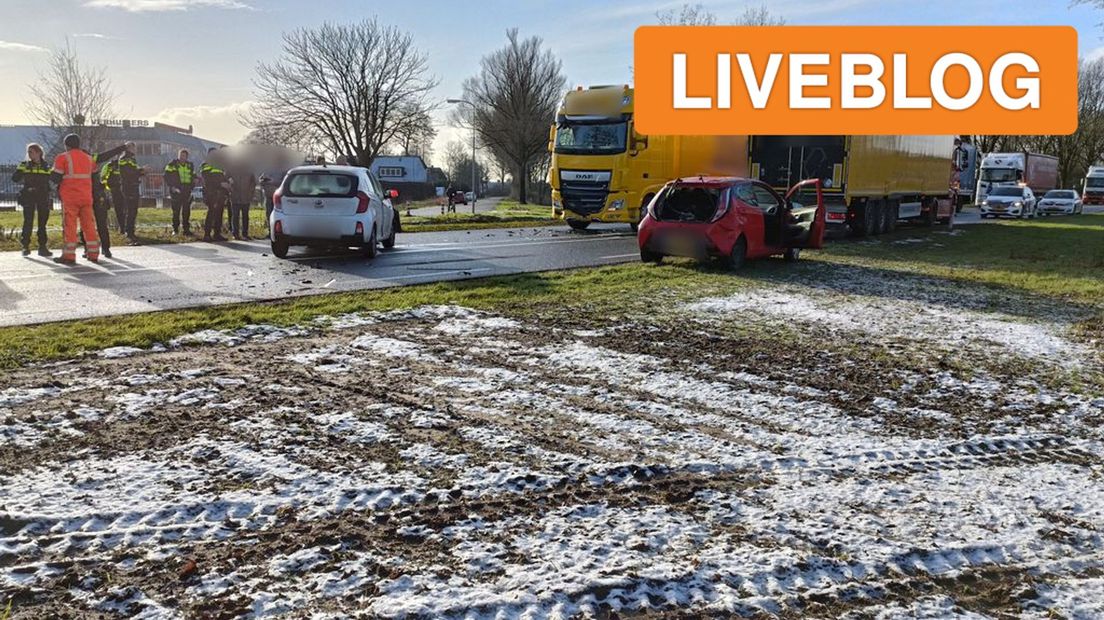 Een automobiliste kwam vermoedelijk op de verkeerde weghelft terecht.