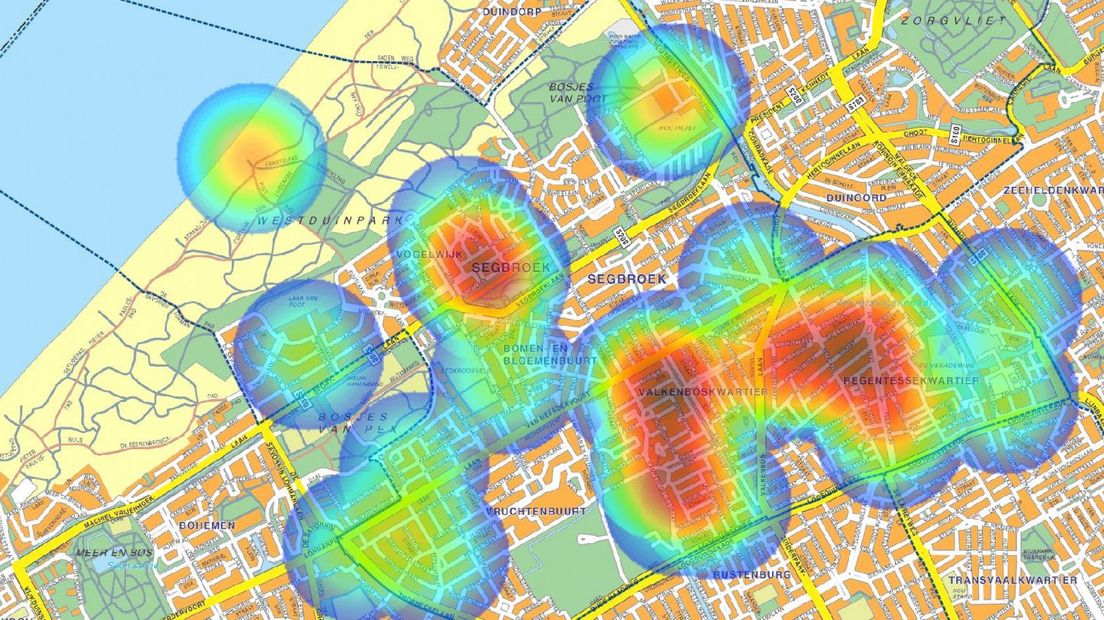 Op deze kaart is te zien waar in de afgelopen twee weken de meeste fietsen zijn weggenomen
