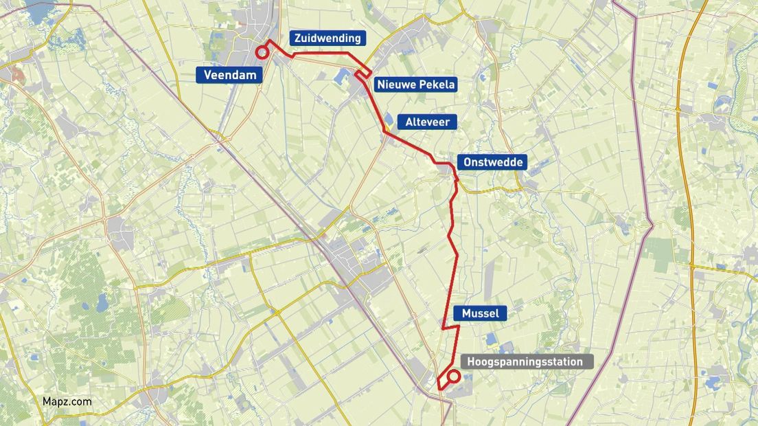 De route van het transport