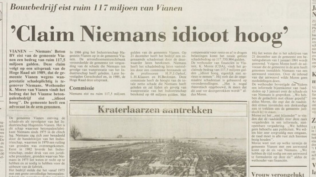 In 1990 komt Niemans Beton met een eerste claim: 117,5 miljoen gulden.