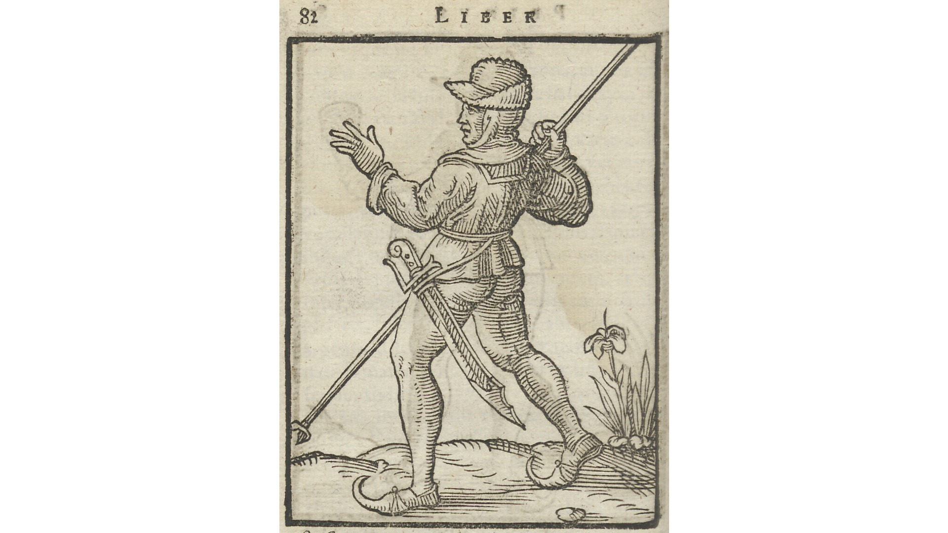 Een prent van een Friese soldaat met een kletsie (1588, Cornelius Kempius)