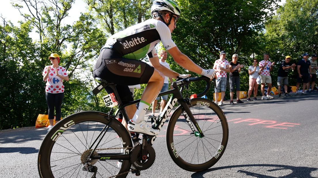 Tom-Jelte Slagter in actie tijdens de Tour de France