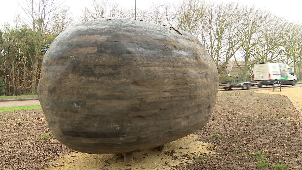 Nieuw aardappelkunstwerk verdeelt dorp: “Ik vind het monsterlijk”