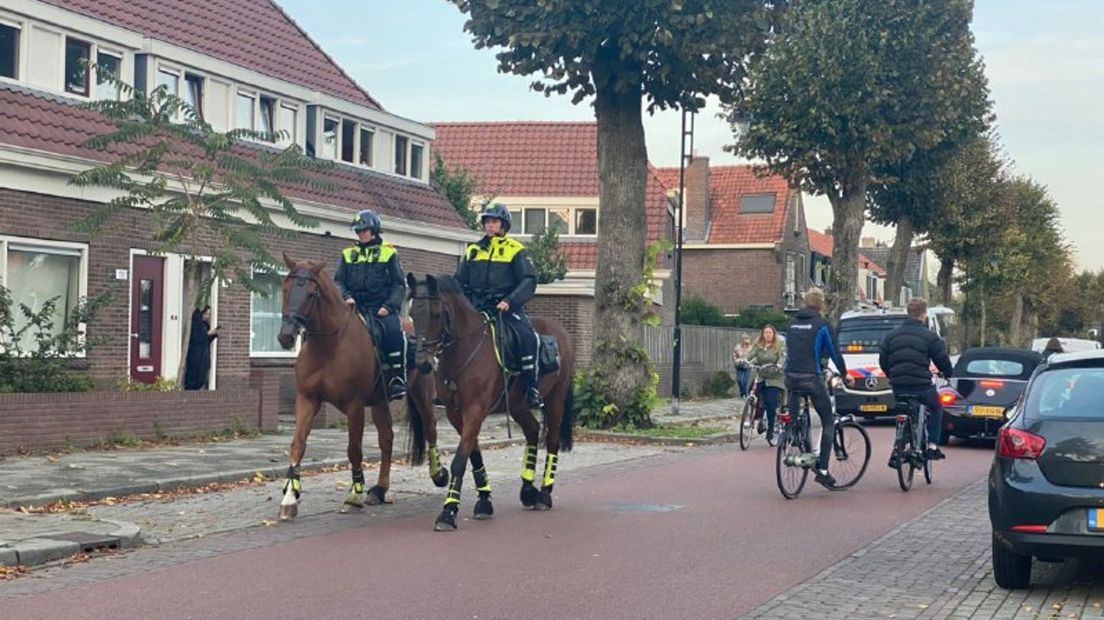 Politie te paard in de Vetkampstraat