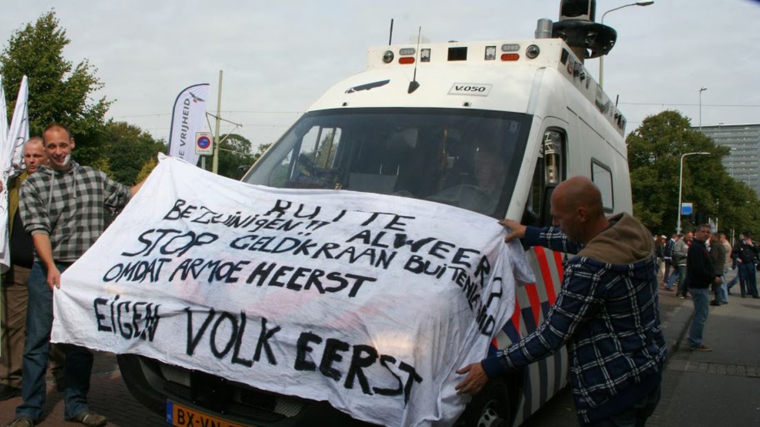 Spandoek bij PVV-demonstratie