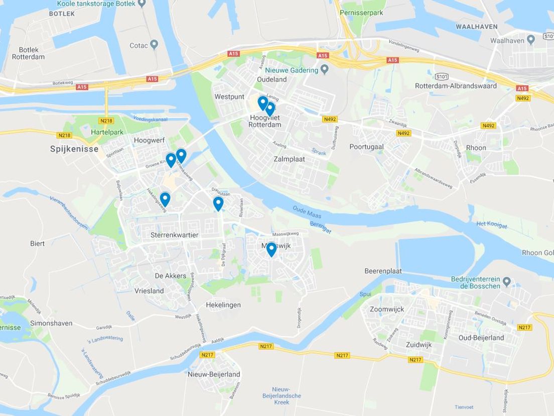 De branden in Spijkenisse op een rij