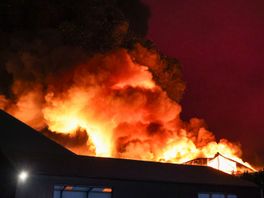 Zeer grote brand legt bedrijfspand Moerkapelle in de as, brandweerman gewond geraakt