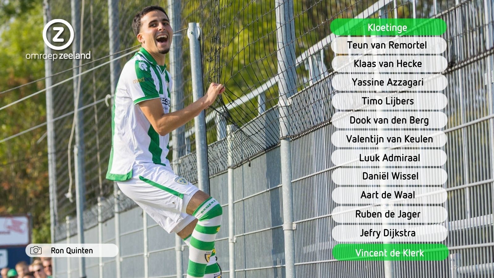 De opstelling van Kloetinge voor de wedstrijd tegen ROHDA Raalte
